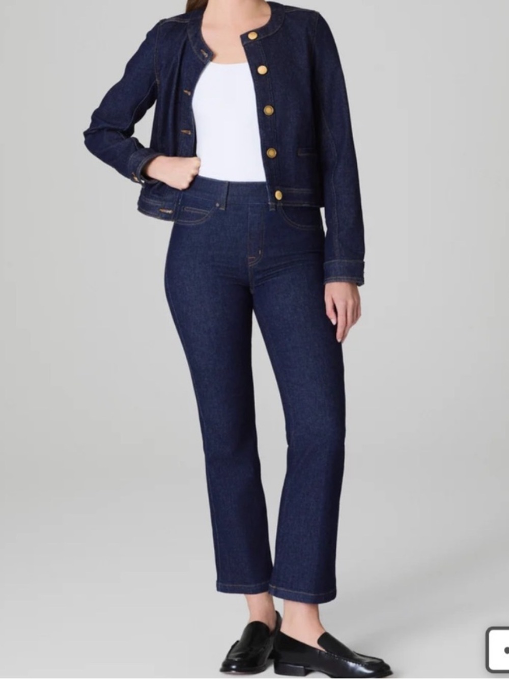 NWT SPANX Cropped Raw Indigo Kick Flare Jeans - Women's M